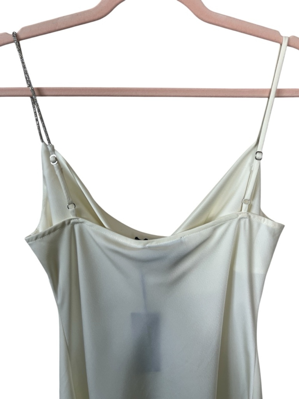 RtA Ivory Satin Mini Slip Dress Rhinestone Strap Cowl Neck Medium NWT - Picture 5 of 10